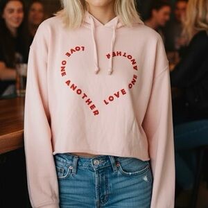 Sub_Urban Riot 2006 Peach/Pink Love One Another Cropped Hoodie Always Sunny S